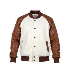 Westlook Premium Bomber Jacket - White & Chocolate