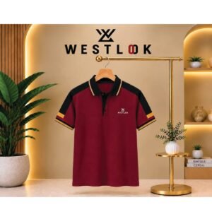 Meroon POLO SHIRT MEROON WITH BLACK CONTRUST