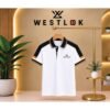 White POLO SHIRT WHITE WITH BLACK CONTRUST